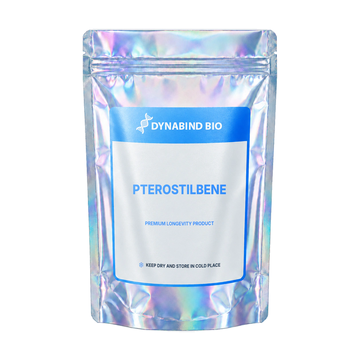 Pterostilbene supplement pouch for polyphenol, antioxidant and metabolic research by DynaBind Bio