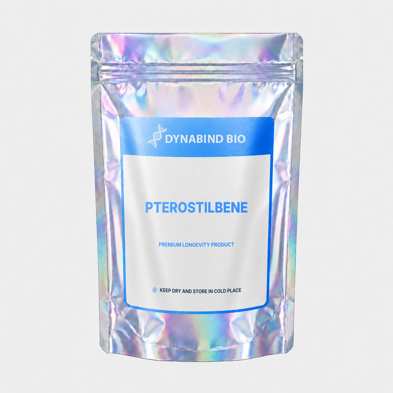 Pterostilbene supplement pouch for polyphenol, antioxidant and metabolic research by DynaBind Bio